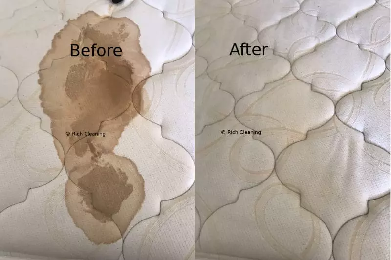 Before and after mattress stain cleaning