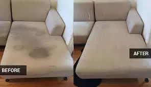 Before and after sofa cleaning comparison